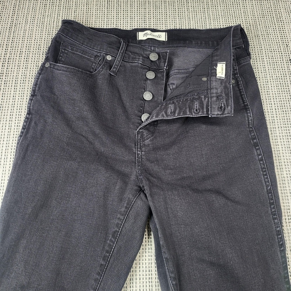 Madewell Jeans Womens 28 Gray Charcoal‎ Wash Button Fly Skinny Raw Hem Denim